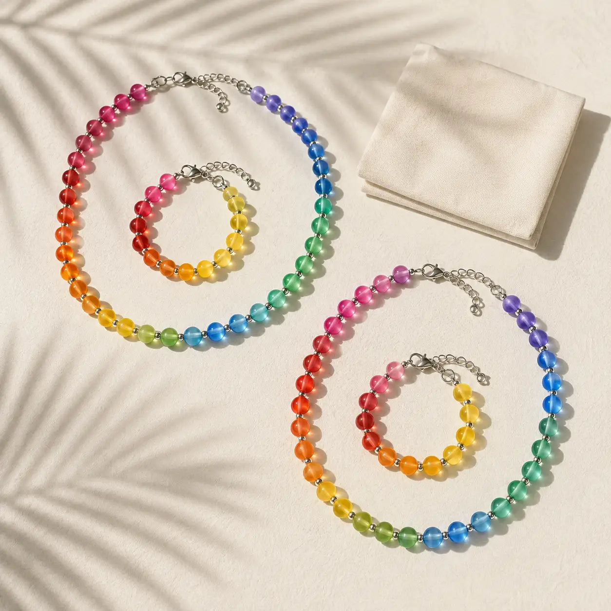 SunShift — UV Colour Changing Bead Necklace | Pastel Indoors, Rainbow in Sunlight